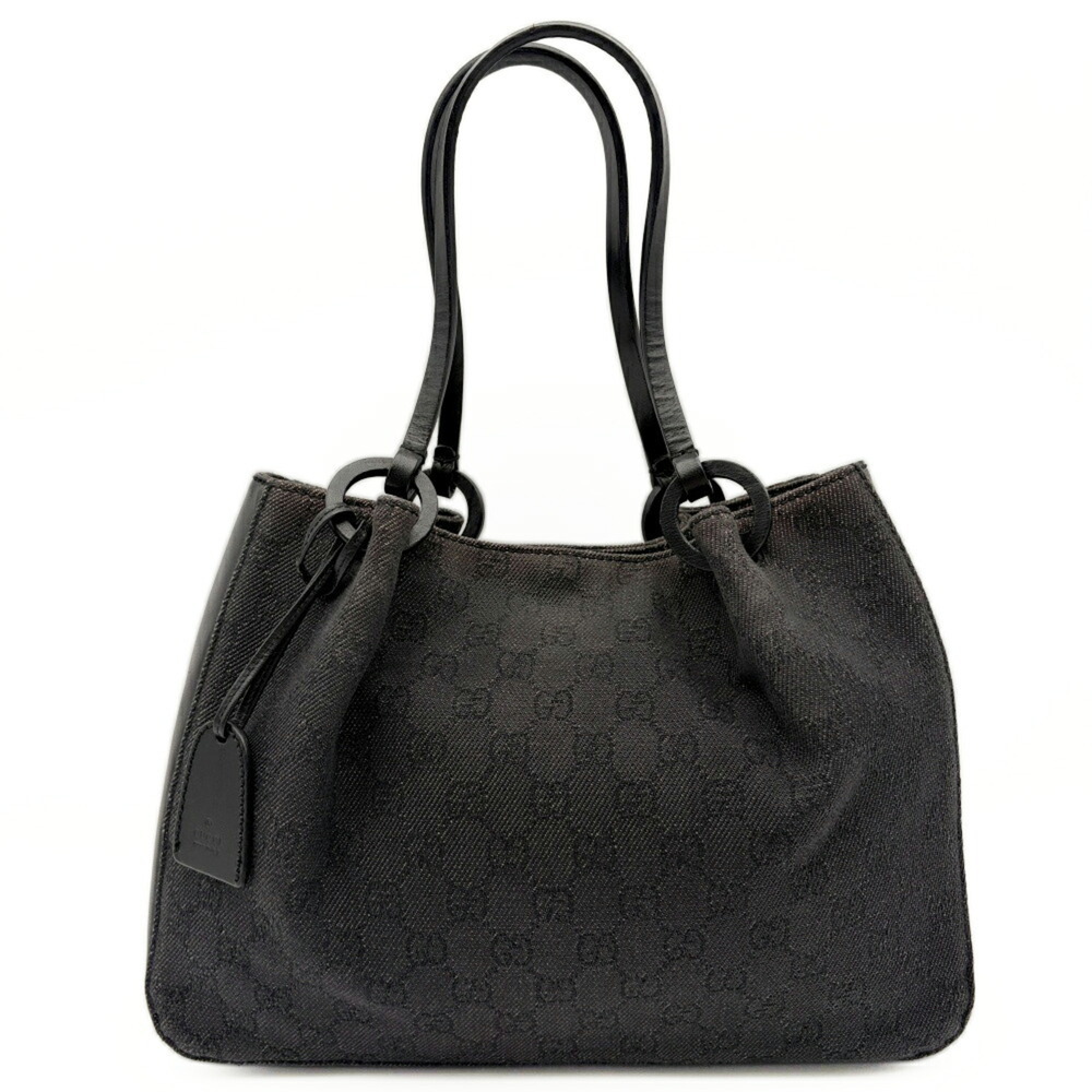 Gucci GG Canvas Tote Bag 101919 Leather Black Handbag Pattern GUCCI